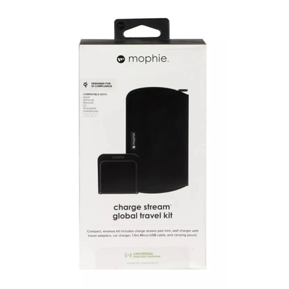 Mophie Charge Stream Global Travel Kit – Universal Qi Wireless Charger with Car Adapter