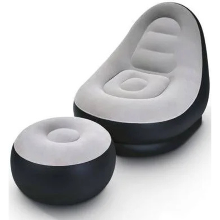 Inflatable PVC Lounge Sofa with Footstool Indoor Outdoor Chair