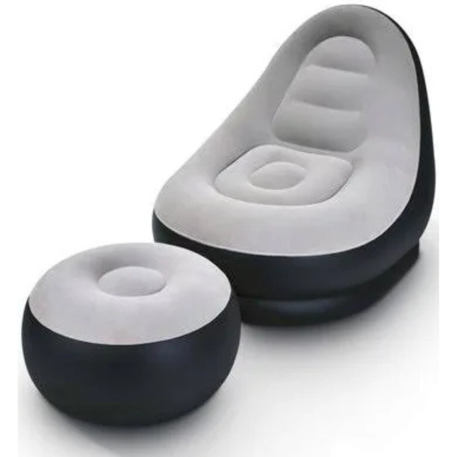 Inflatable PVC Lounge Sofa with Footstool Indoor Outdoor Chair