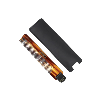 Kent NU22 Pocket Comb – Fine Tooth Comb with Leather Tab & Protective Case