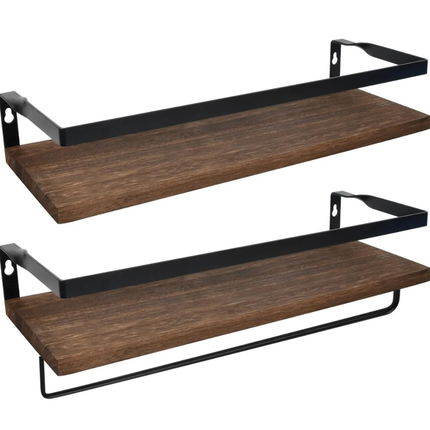 Litinliv Floating Wall Shelves Set of 2 Rustic Wooden Wall Mounted Shelves