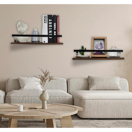 Litinliv Floating Wall Shelves Set of 2 Rustic Wooden Wall Mounted Shelves
