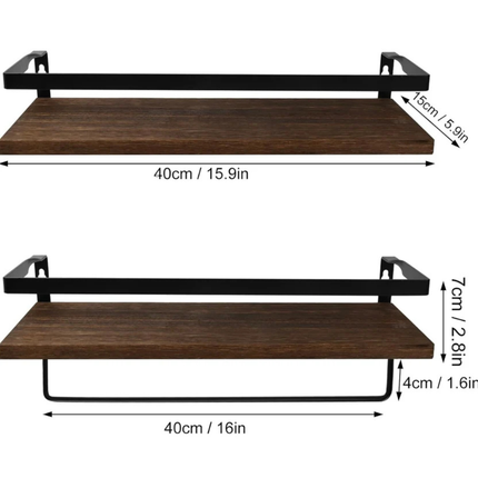 Litinliv Floating Wall Shelves Set of 2 Rustic Wooden Wall Mounted Shelves