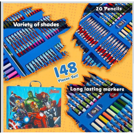 Marvel Avengers Kids Art Colouring Case Drawing Set Creative Activity Kit