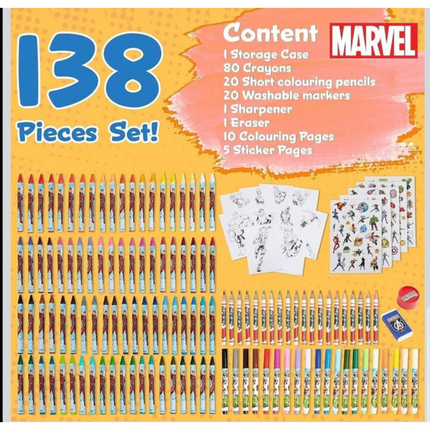 Marvel Avengers Kids Art Colouring Case Drawing Set Creative Activity Kit