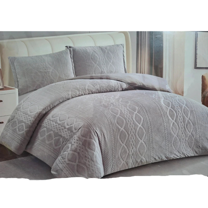Moon Star London Kelsie Double Velvet Bedding Set 4 Piece Light Grey