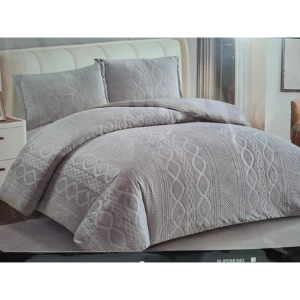 Moon Star London Kelsie Double Velvet Bedding Set Light Grey 4 Piece Duvet Set