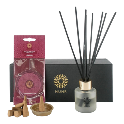 Nuhr Rose & Oud Home Scenting Gift Set – Diffuser, Cones & Burner