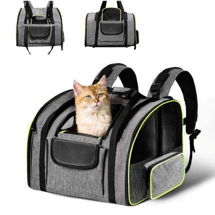 Pawtasy 2 in 1 Pet Carrier Backpack for Cats and Small Dogs Soft Foldable Travel Bag