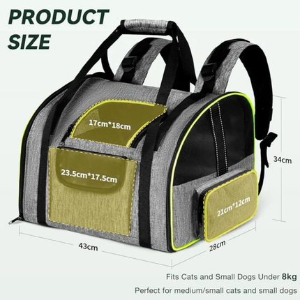 Pawtasy 2 in 1 Pet Carrier Backpack for Cats and Small Dogs Soft Foldable Travel Bag