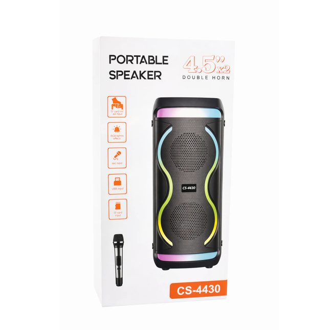 Portable Bluetooth Speaker 20W Dual Driver TWS LED Light USB TF