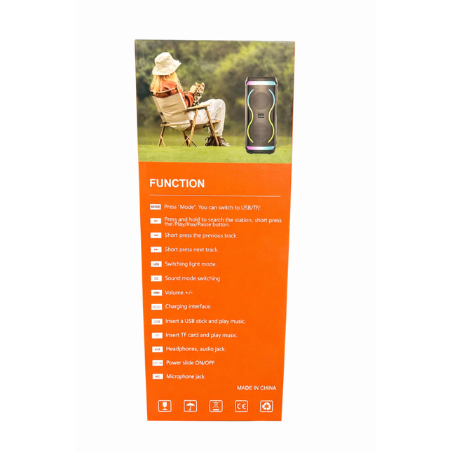 Portable Bluetooth Speaker 20W Dual Driver TWS LED Light USB TF