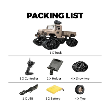 RC 4WD Rock Crawler Military Truck 2.4GHz WiFi HD Camera Off Road Vehicle Beige
