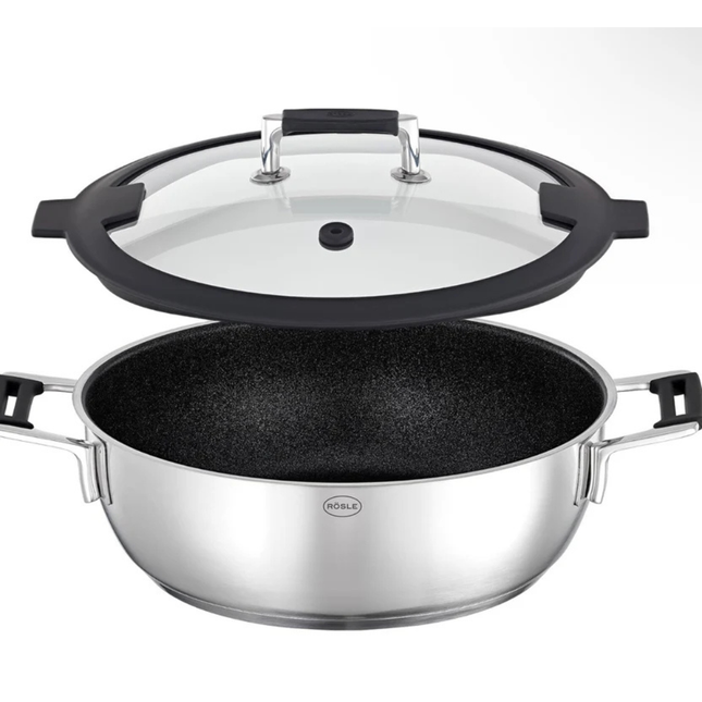 RÖSLE Silence Pro 28cm Serving Pan Non Stick Stainless Steel Induction