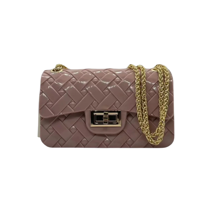 Rubberised Pink Handbag – Textured Stylish Pink Evening Bag