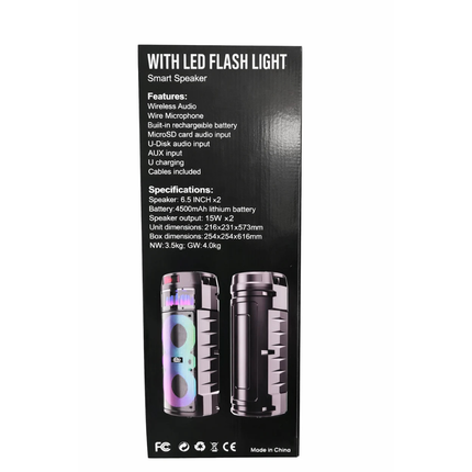 Sing-e Bluetooth Speaker RGB Lights Wireless Mic USB AUX MicroSD