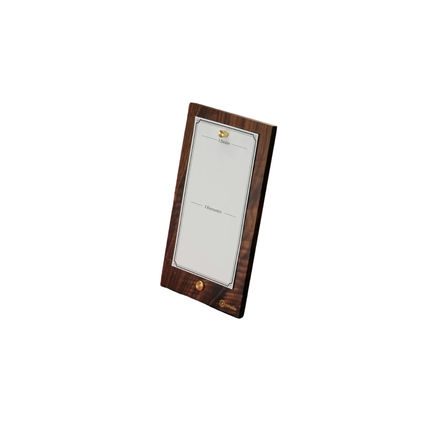 YSTUDIO My Resolute Gift Set – Forest Green Brass Ballpoint Pen & Walnut Notepad Stand