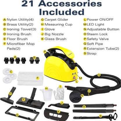 Multi Purpose Steam Cleaner with 21 Piece Accessory Kit Handheld Steam Cleaner for Sofa Upholstery Tiles Floors Windows Cars & Home Cleaning