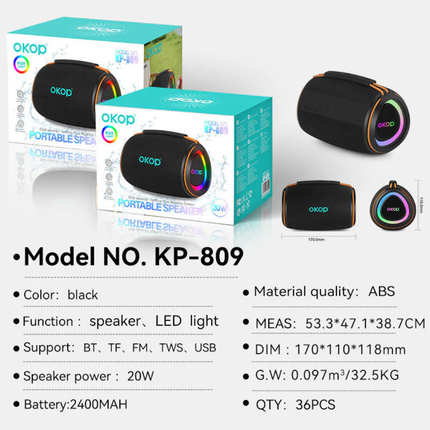 SPEAKERPortable Waterproof Bluetooth Speaker with Ambient Breathing Light Long Battery Life TF Card Slot Wireless Outdoor Speaker
