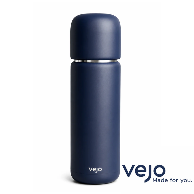 Vejo Portable Travel Blender for Protein Shakes Smoothies & Powders 12oz Rechargeable Personal Mixer Bottle Navy Blue