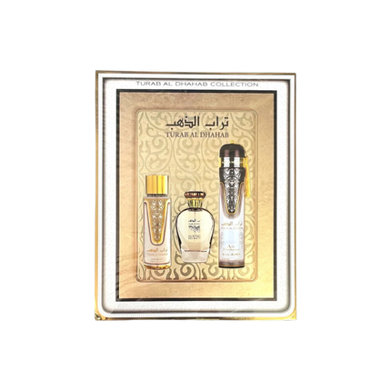 Turab Al Dhahab Fragrance Gift Set – EDP 100ml, Perfume Mist 250ml & Air Freshener 300ml