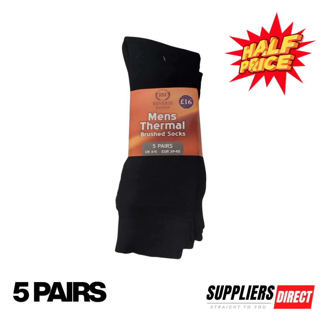 Reverie Maison Thermal Brushed Socks – 5 Pairs Ultra-Soft Warm Winter Socks