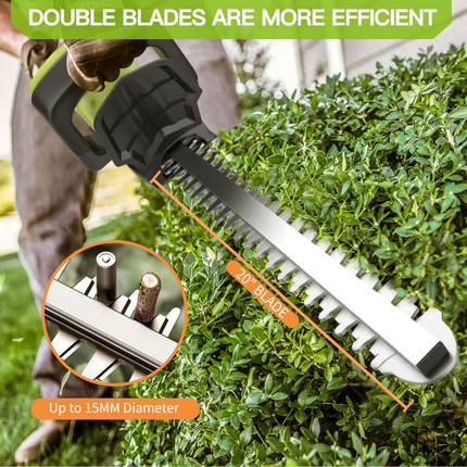 VOERJIA Cordless Hedge Trimmer 50cm Brushless 2x 4.0Ah Batteries
