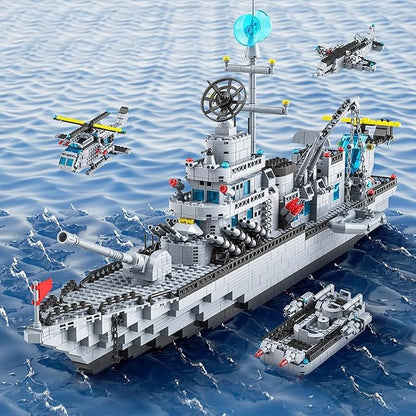 6-in-1 Navy Guided Missile Destroyer Building Block Model Set – 1560 Pieces