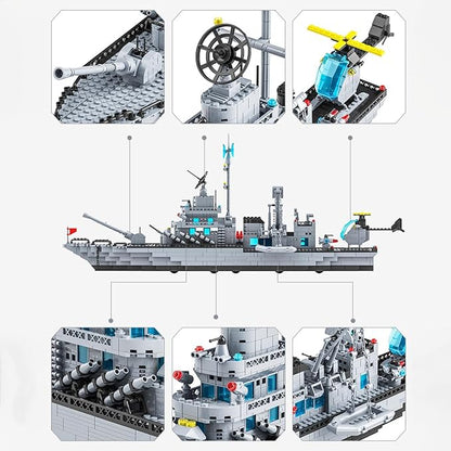 6-in-1 Navy Guided Missile Destroyer Building Block Model Set – 1560 Pieces