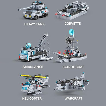 6-in-1 Navy Guided Missile Destroyer Building Block Model Set – 1560 Pieces
